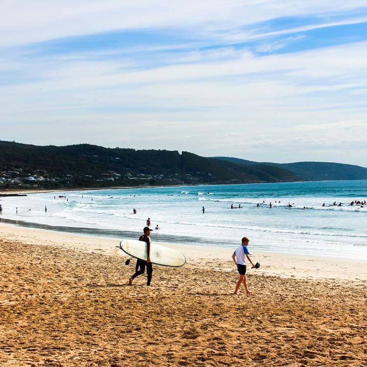 Surfing on a beach in Australia